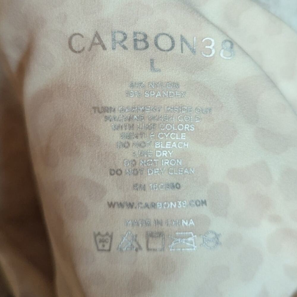 Carbon38 Ivory Leopard Print Leggings Large High Rise Activewear - Picture 5 of 5